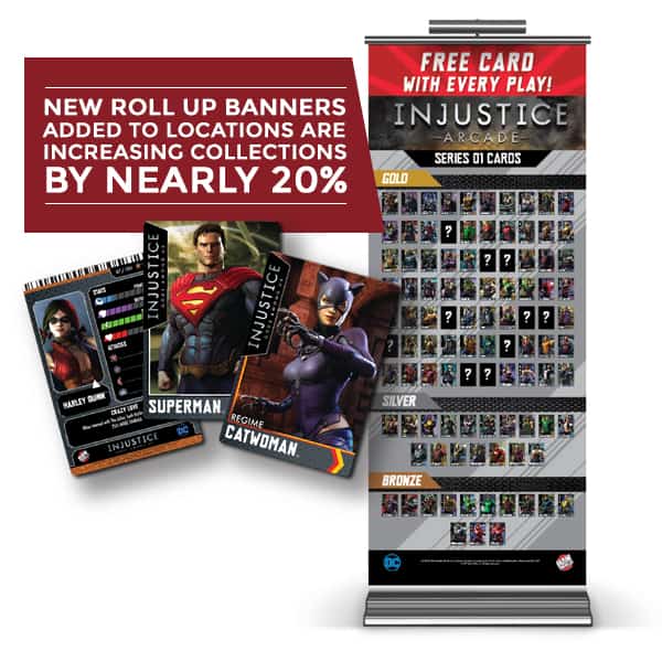 Injustice Arcade Roll Up Banner with Cards