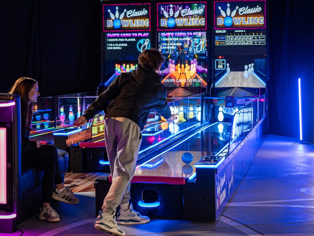 Neon Bowling Action Shot